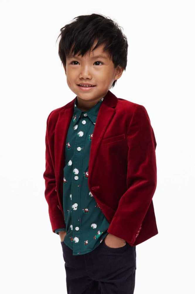 H&M Velvet Jacke Kinder Dunkelrot | 6429-KJWRQ