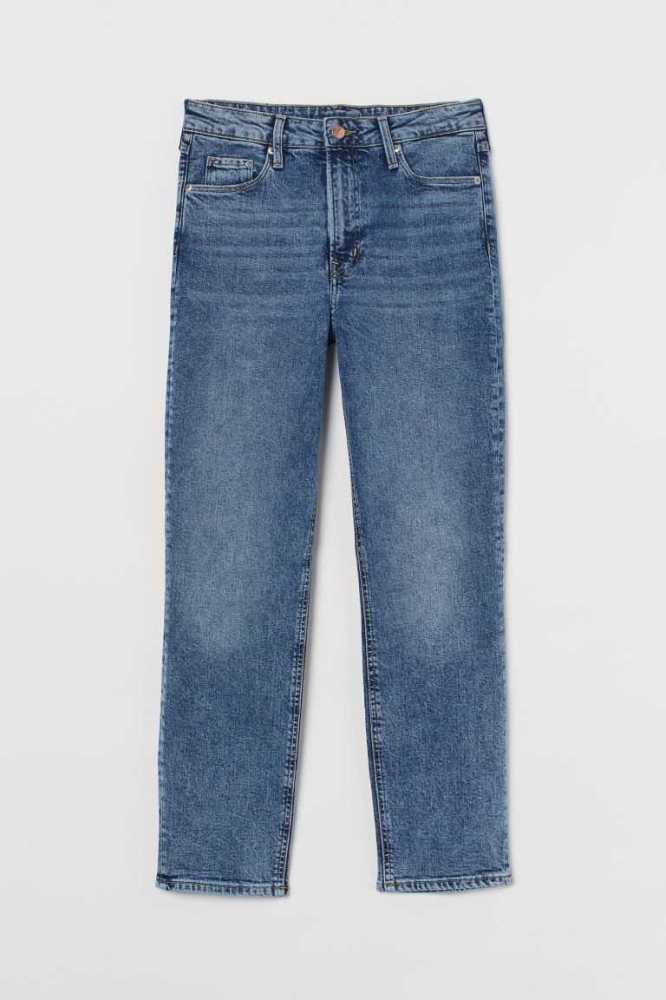 H&M Vintage Slim High Ankle Jeans Damen Hellblau | 1398-XPIFB