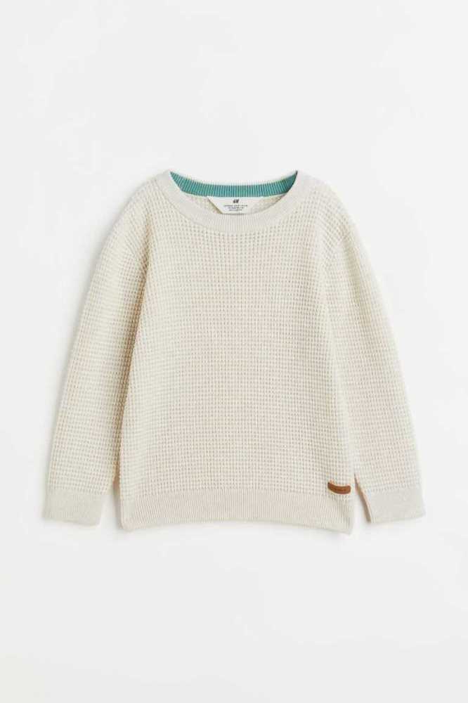 H&M Waffle-knit Baumwoll Pullover Kinder Helllila | 3051-BZGTX