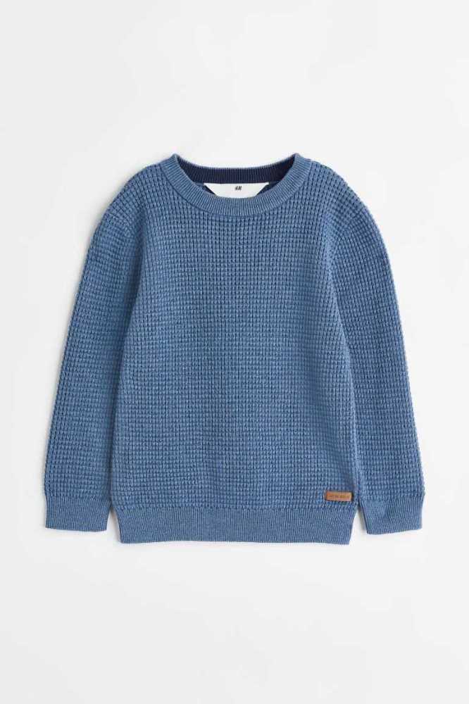 H&M Waffle-knit Baumwoll Pullover Kinder Helllila | 3051-BZGTX