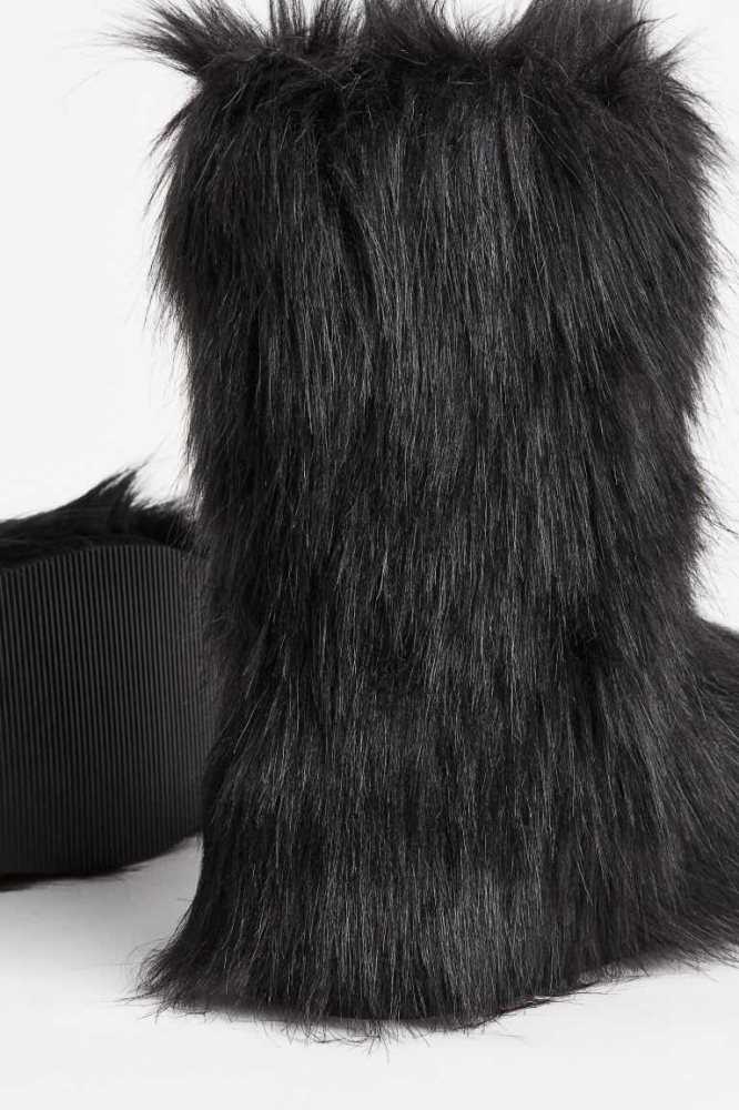 H&M Warm-lined Fluffy Stiefel Damen Weiß | 1083-KHZCF