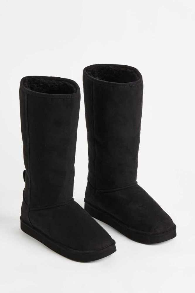 H&M Warm-lined Stiefel Damen Schwarz | 2034-TFCDZ