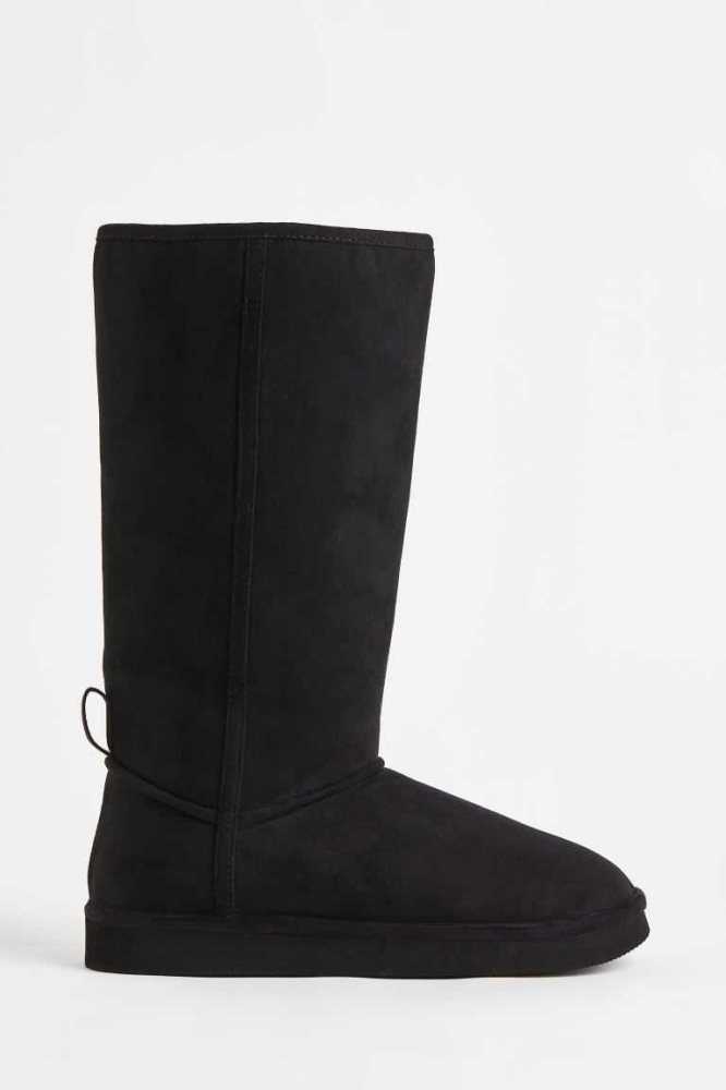 H&M Warm-lined Stiefel Damen Schwarz | 2034-TFCDZ