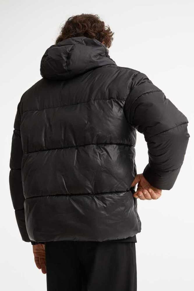 H&M Wasser-repellent Puffer Jacke Herren Schwarz | 1785-BYKEU