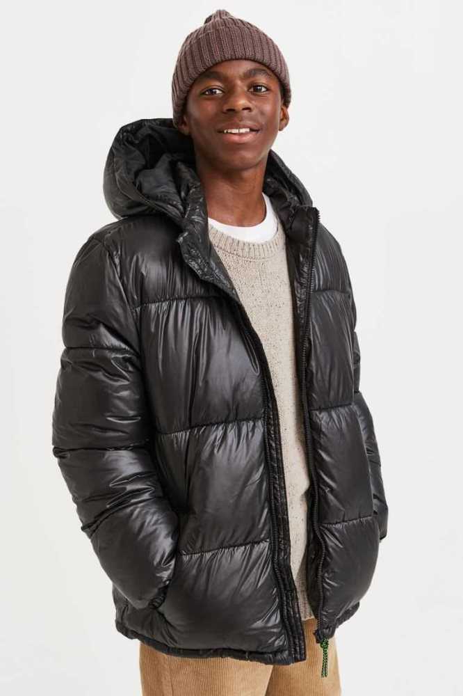 H&M Wasser-repellent Puffer Jacket Oberbekleidung Kinder Schwarz | 7042-QCROU