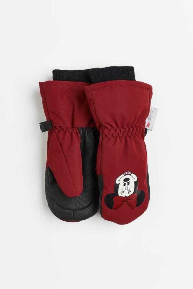 H&M Wasser-repellent Ski Mittens Oberbekleidung Kinder Dunkelrot | 8013-INTGK