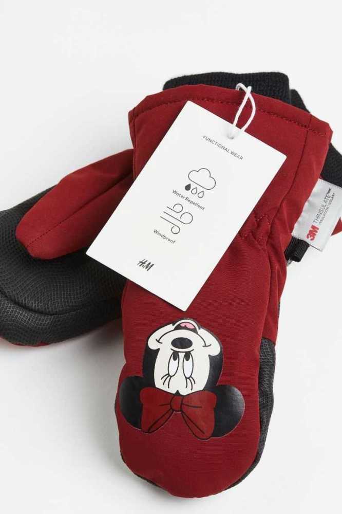 H&M Wasser-repellent Ski Mittens Oberbekleidung Kinder Dunkelrot | 8013-INTGK