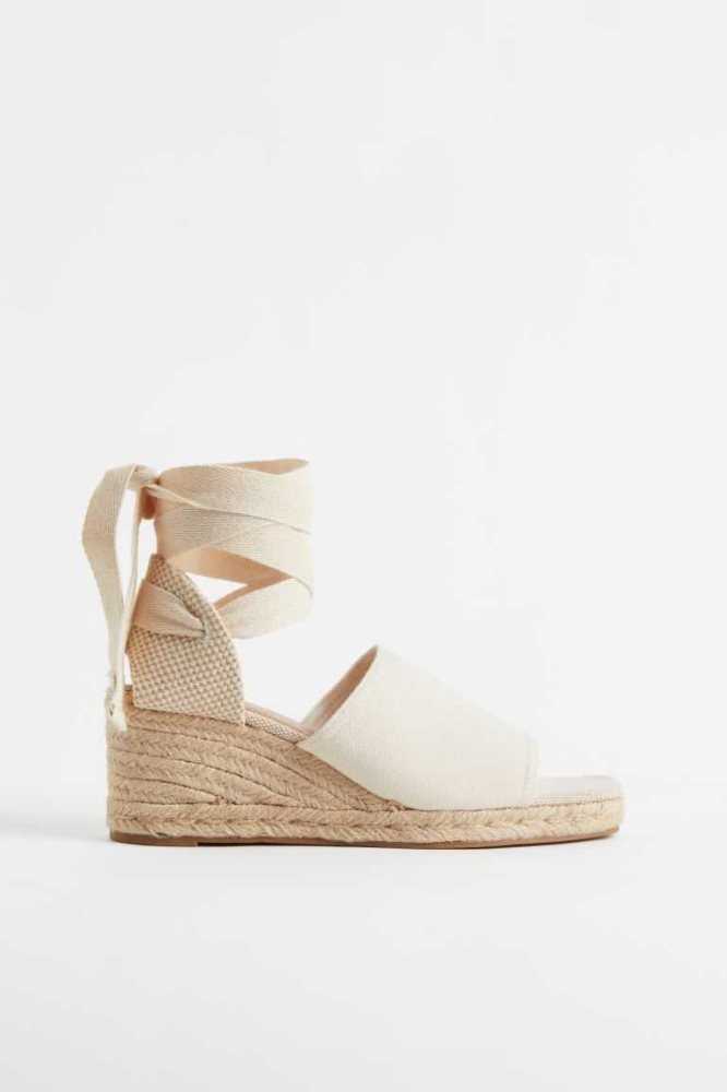 H&M Wedge-heel Espadrilles Sandalen Damen Weiß | 4059-TZLVW