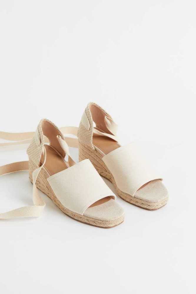 H&M Wedge-heel Espadrilles Sandalen Damen Weiß | 4059-TZLVW