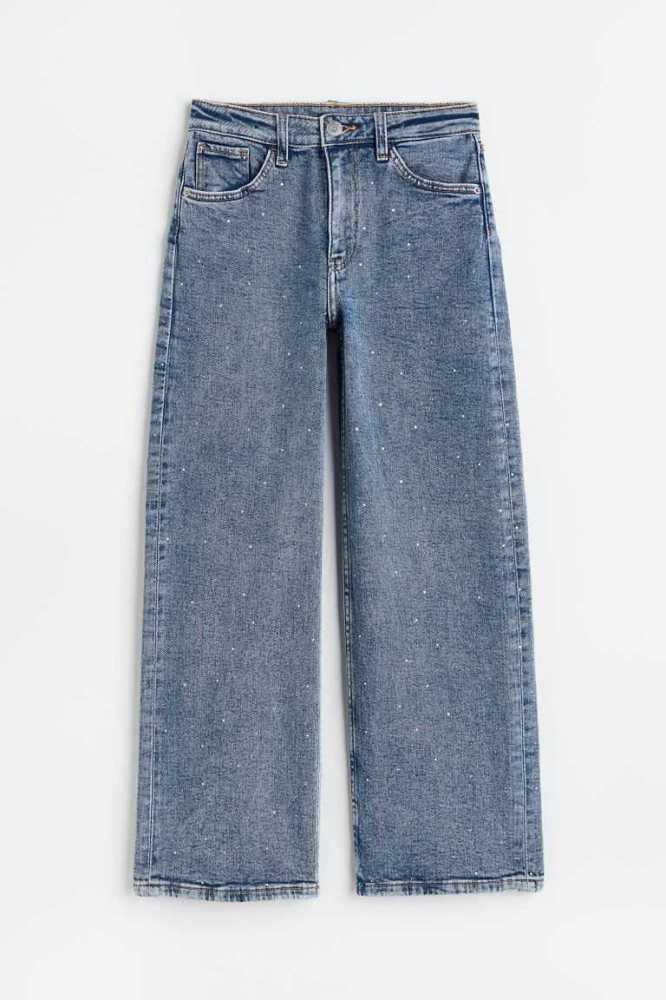 H&M Weite Leg High Jeans Kinder Blau | 8613-CKMWN