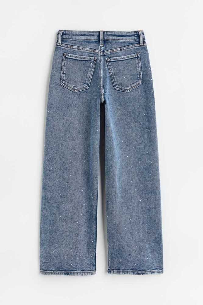 H&M Weite Leg High Jeans Kinder Blau | 8613-CKMWN