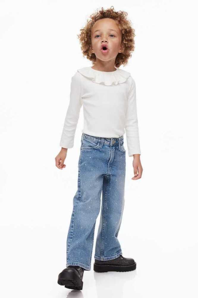 H&M Weite Leg Jeans Kinder Blau | 9015-DPLRI