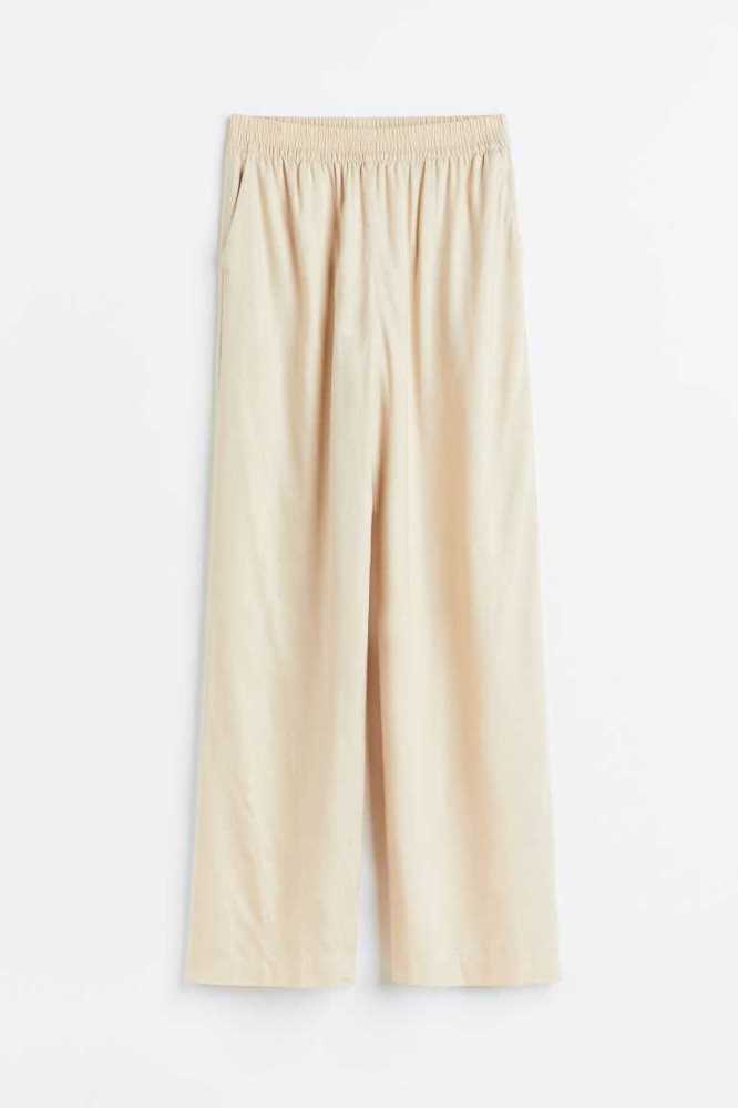 H&M Weite-cut Pull-on Hose Damen Hellbeige | 0598-MDEWR