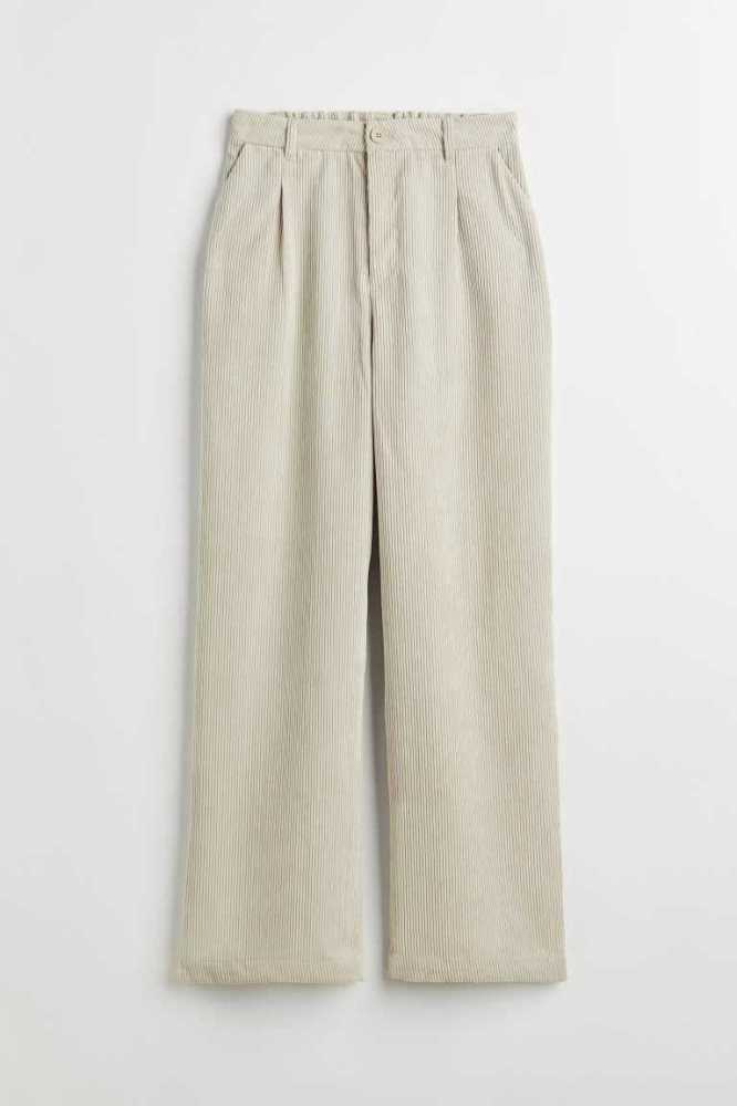 H&M Weite-leg Corduroy Hose Damen Hellbraun | 8793-XFUIJ