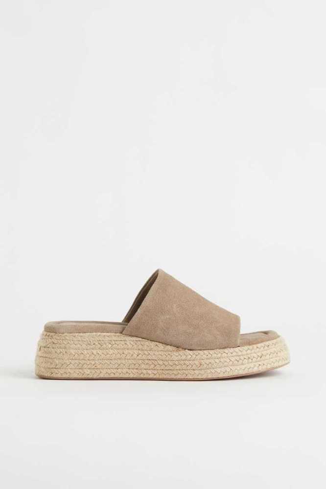 H&M Wildleder Espadrilles Slip-on Sandalen Damen Schwarz | 5203-NPJQD