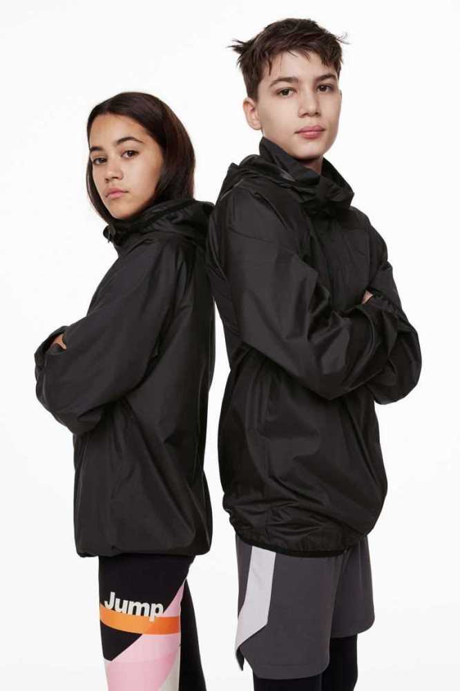 H&M Windbreaker Oberbekleidung Kinder Schwarz | 1365-QDFJB