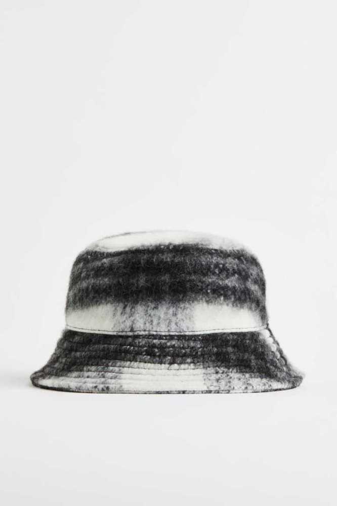 H&M Wolle-blend Bucket Hüte Herren Schwarz Weiß | 4872-EKWDZ