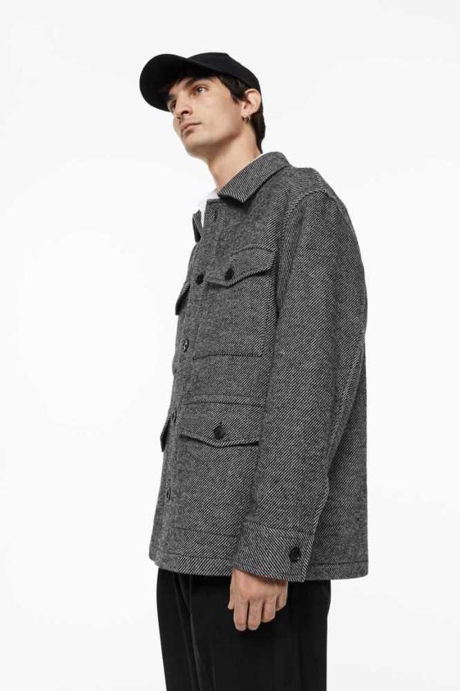 H&M Wolle-blend Shacket Jacke Herren Grau | 4938-JVISK