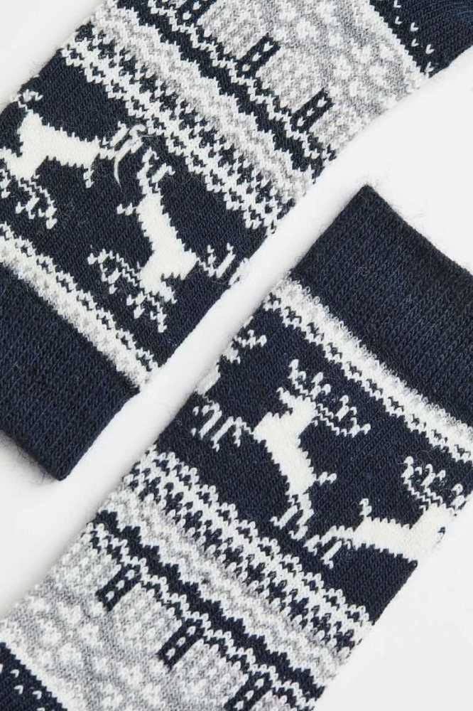 H&M Wolle-blend Socken Herren Dunkelblau | 4751-EPGYA