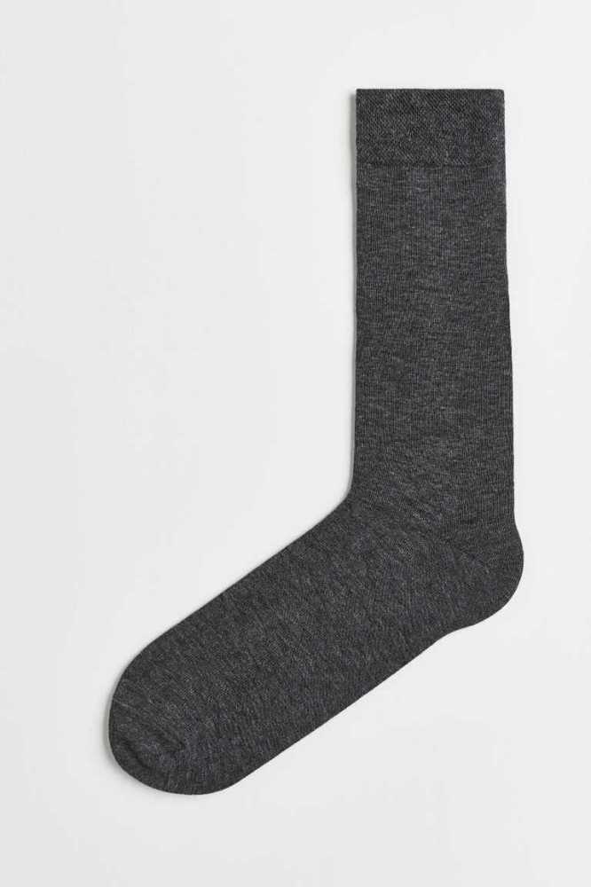 H&M Wolle-blend Socken Herren Dunkelgrau | 7543-MJAOT