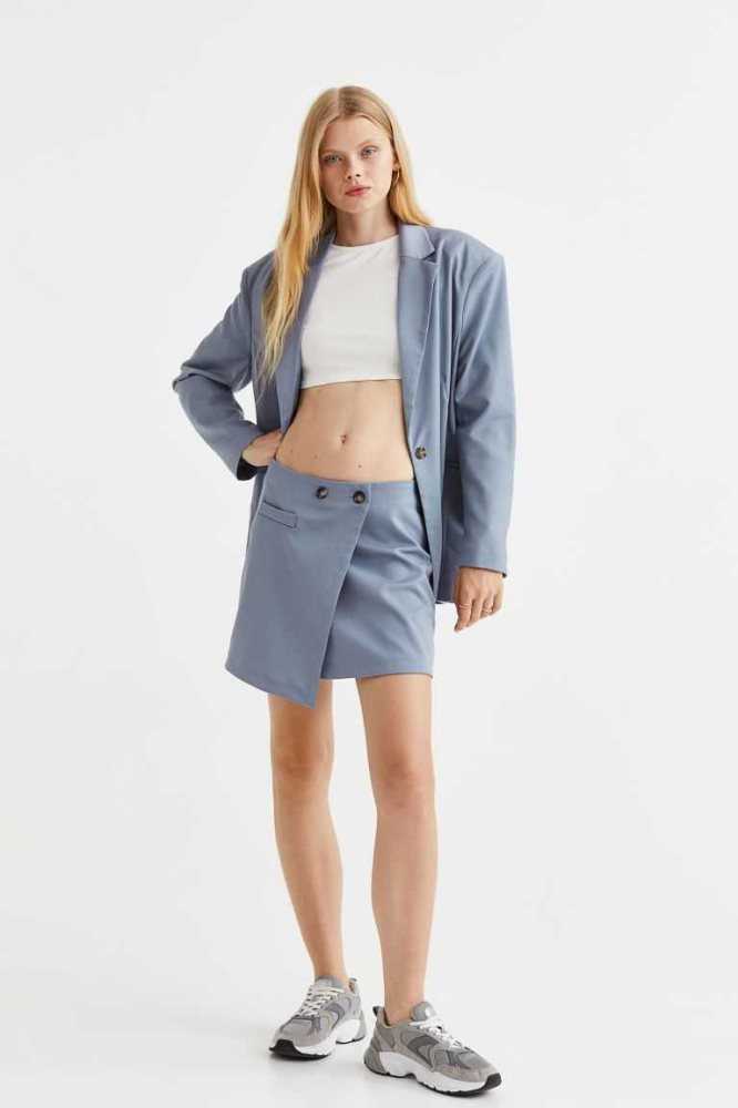 H&M Wrapover Mini Röcke Damen Blau | 1728-CVFUR