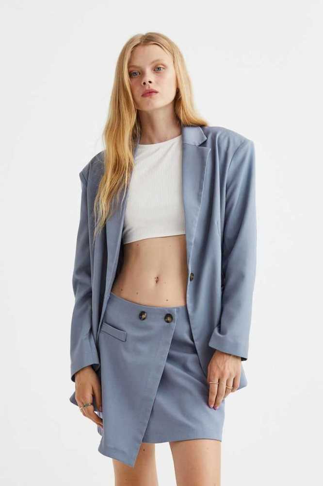 H&M Wrapover Mini Röcke Damen Blau | 1728-CVFUR