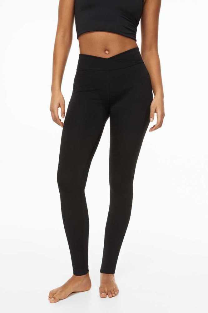 H&M Wrapover-waist Sports Leggings Hose Damen Bordeaux | 3082-PDBCU