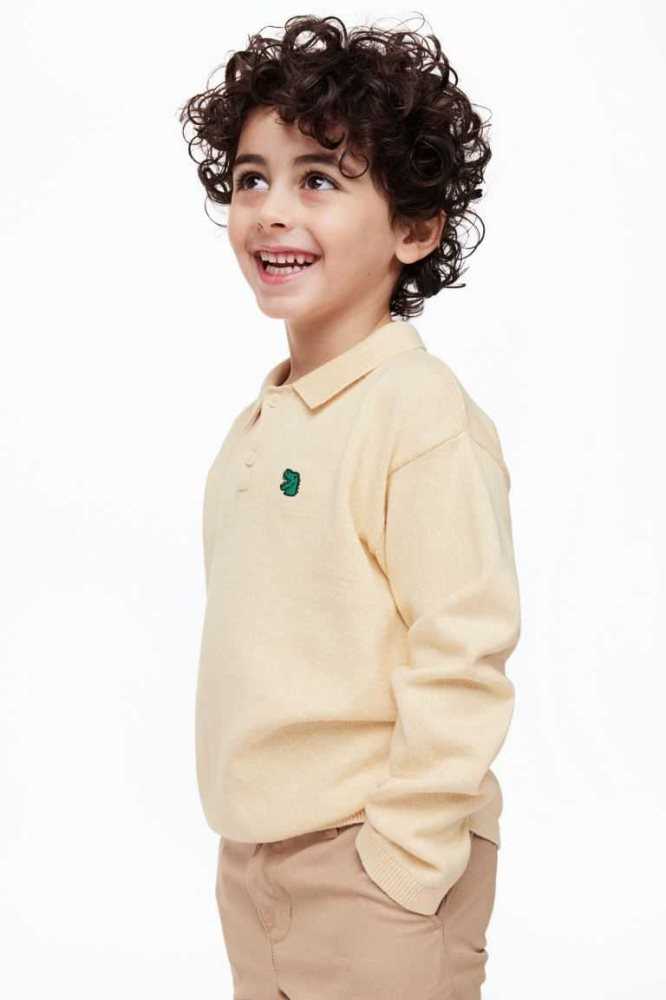 H&M with Collar Pullover Kinder Hellbeige | 9142-QZEAR