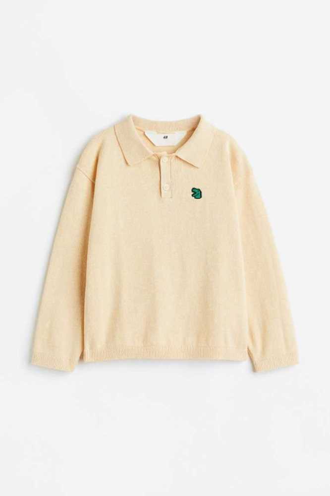 H&M with Collar Pullover Kinder Hellbeige | 9142-QZEAR